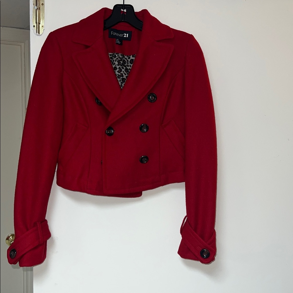 Forever 21 Red Double-Breasted Jacket